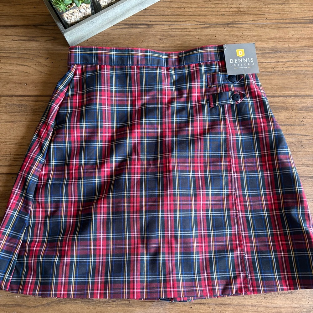 NWT! Dennis Uniform Girl Macbeth Plaid Double Tap Pleat Skort Size J 13